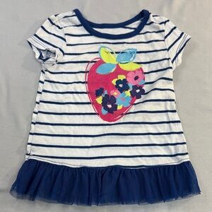 1989 Place - Navy and White Striped Tee with Floral Design